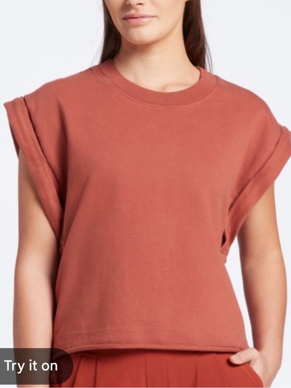 CALIA by Carrie Underwood Rolled-Sleeve Muscle Tee in Terracotta